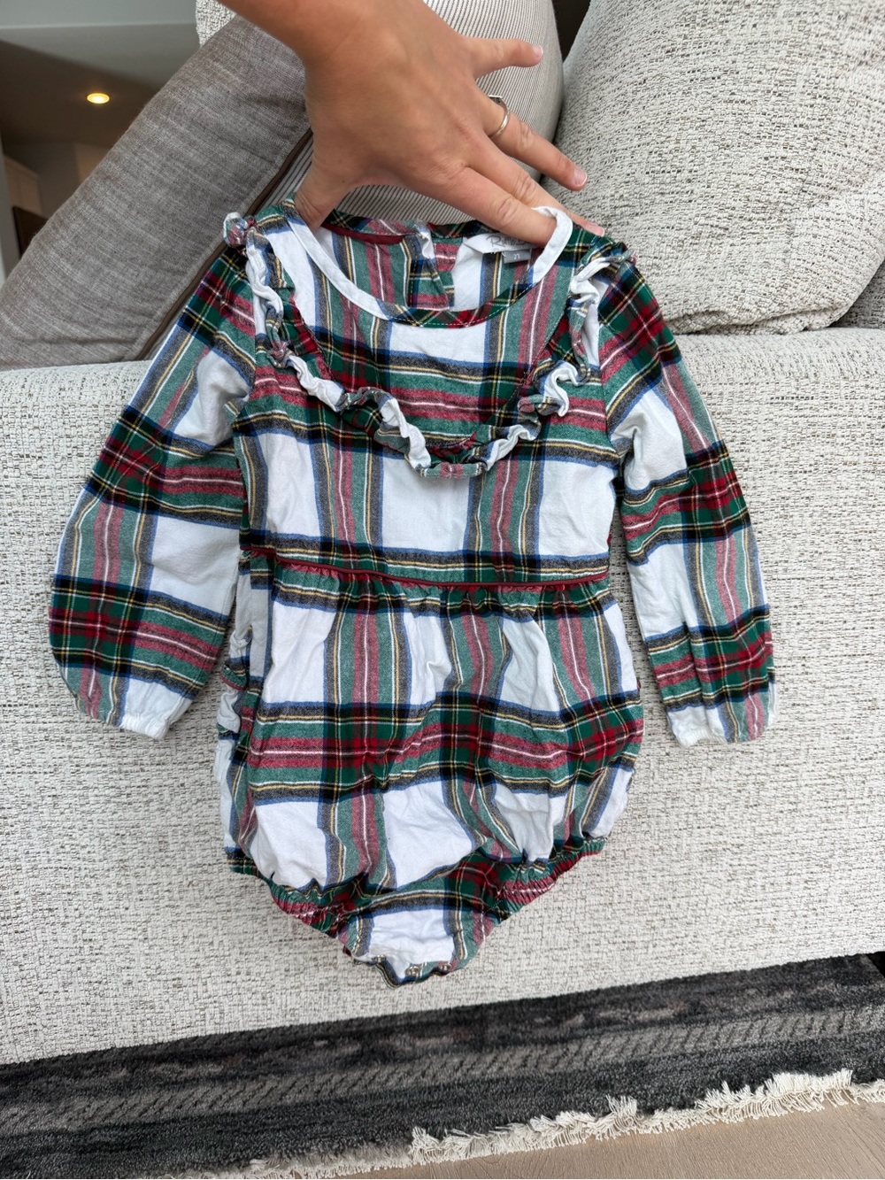 Ruffle Butts Plaid One-Piece Holiday Romper